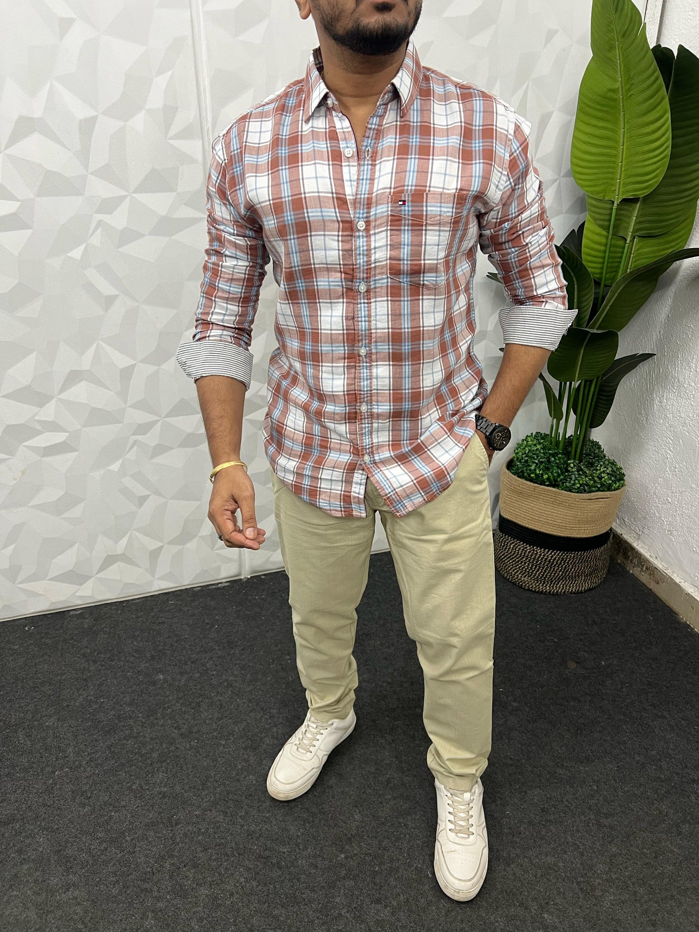 Double cloth soft cotton chex shirt