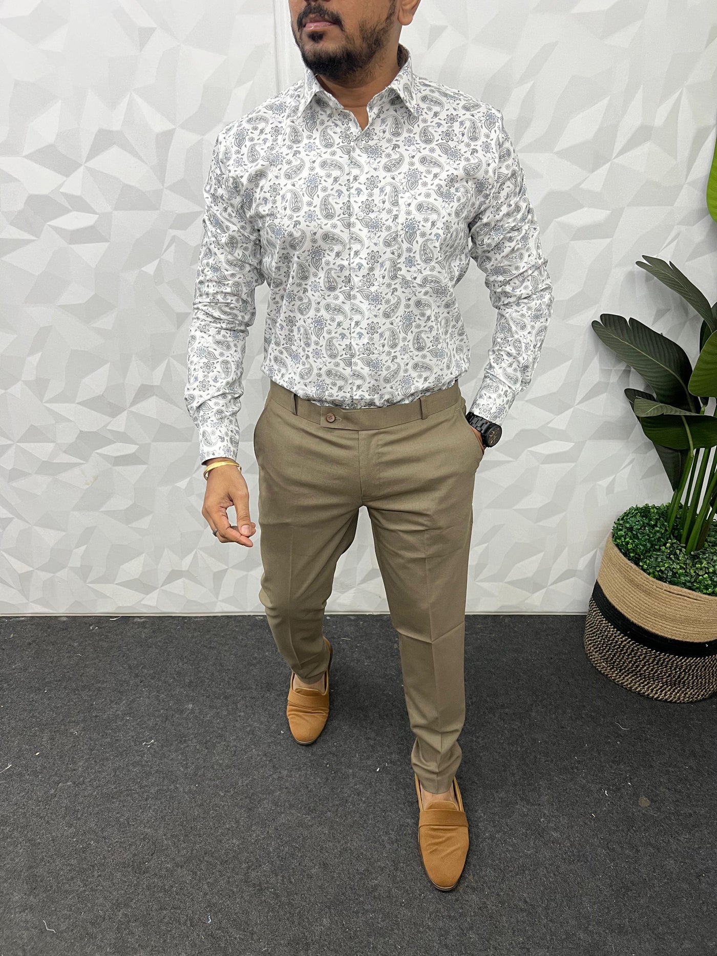 Cotton fabric formal print shirt