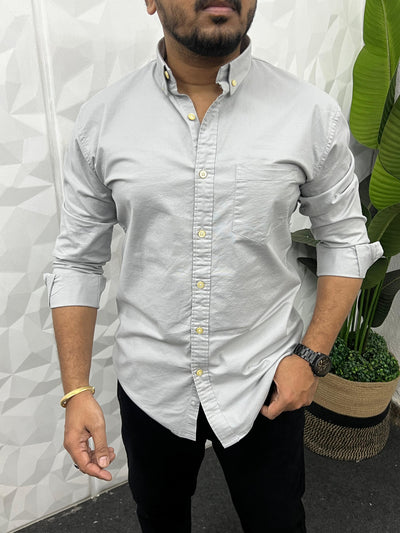 Oxford lycra solid shirt (Light grey)
