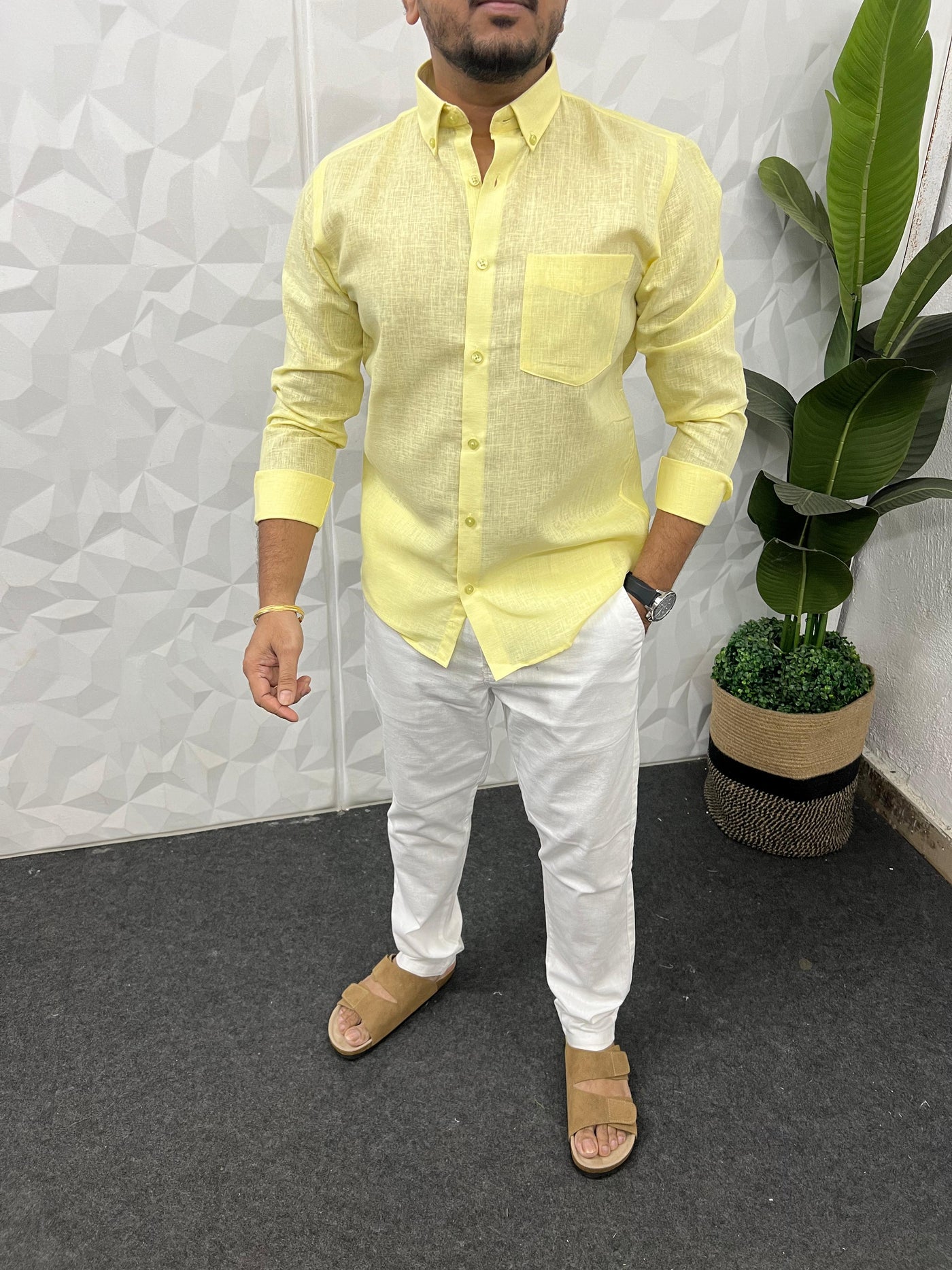 Khadi linen fabric plain shirt