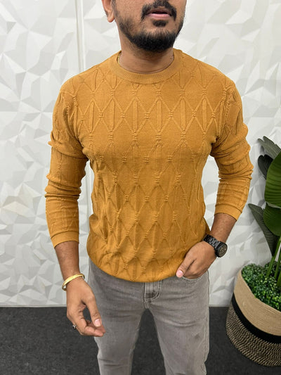 knitted full sleeve t-shirt ( mustard )