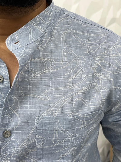 Mandarin collar printed shirt