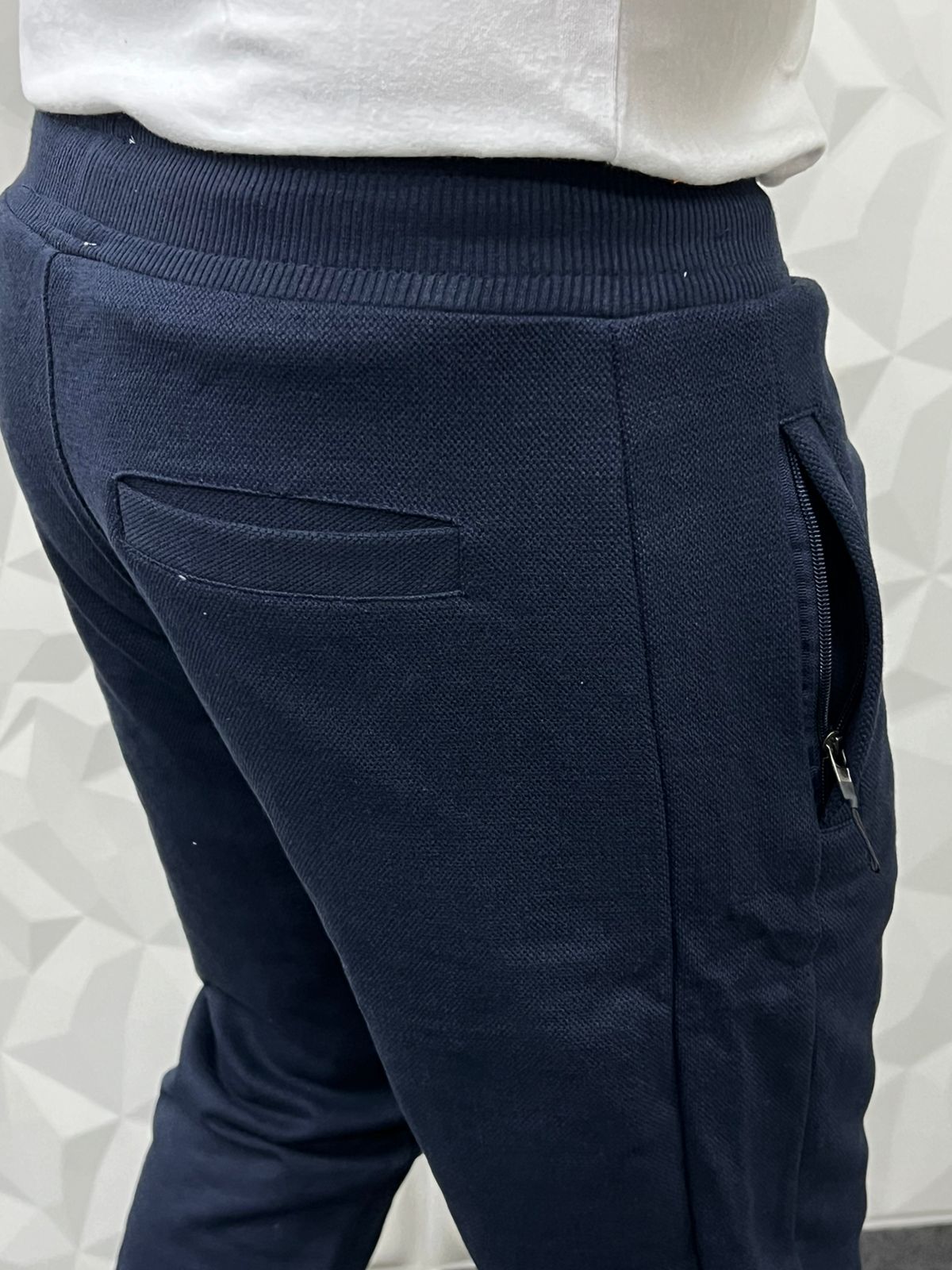 Jute fabric navy blue track pant