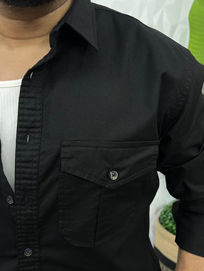 Oxford lycra cargo shirt (Black)
