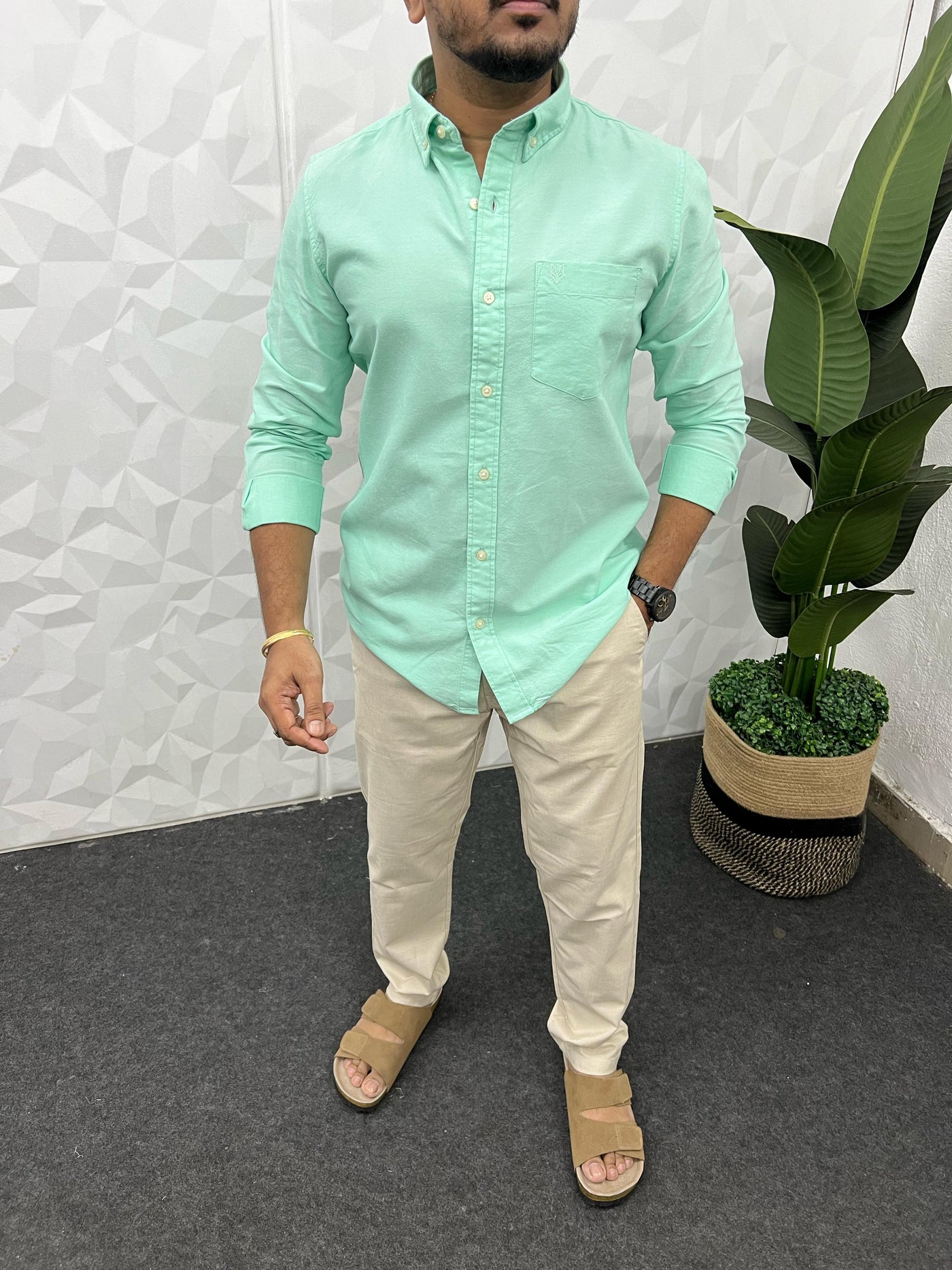 Yarn dyed pestal oxford shirt