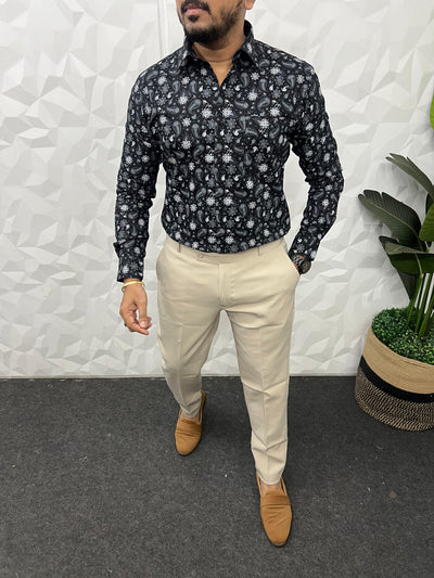 Cotton fabric formal print shirt