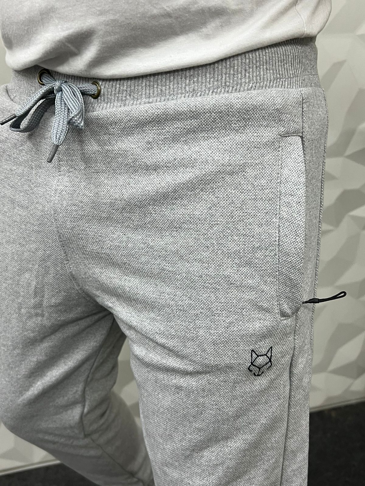 Jute fabric light grey track pant