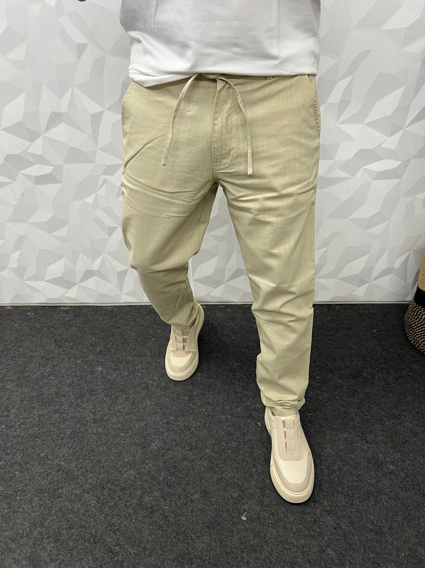 Blend linen fabric chino pant