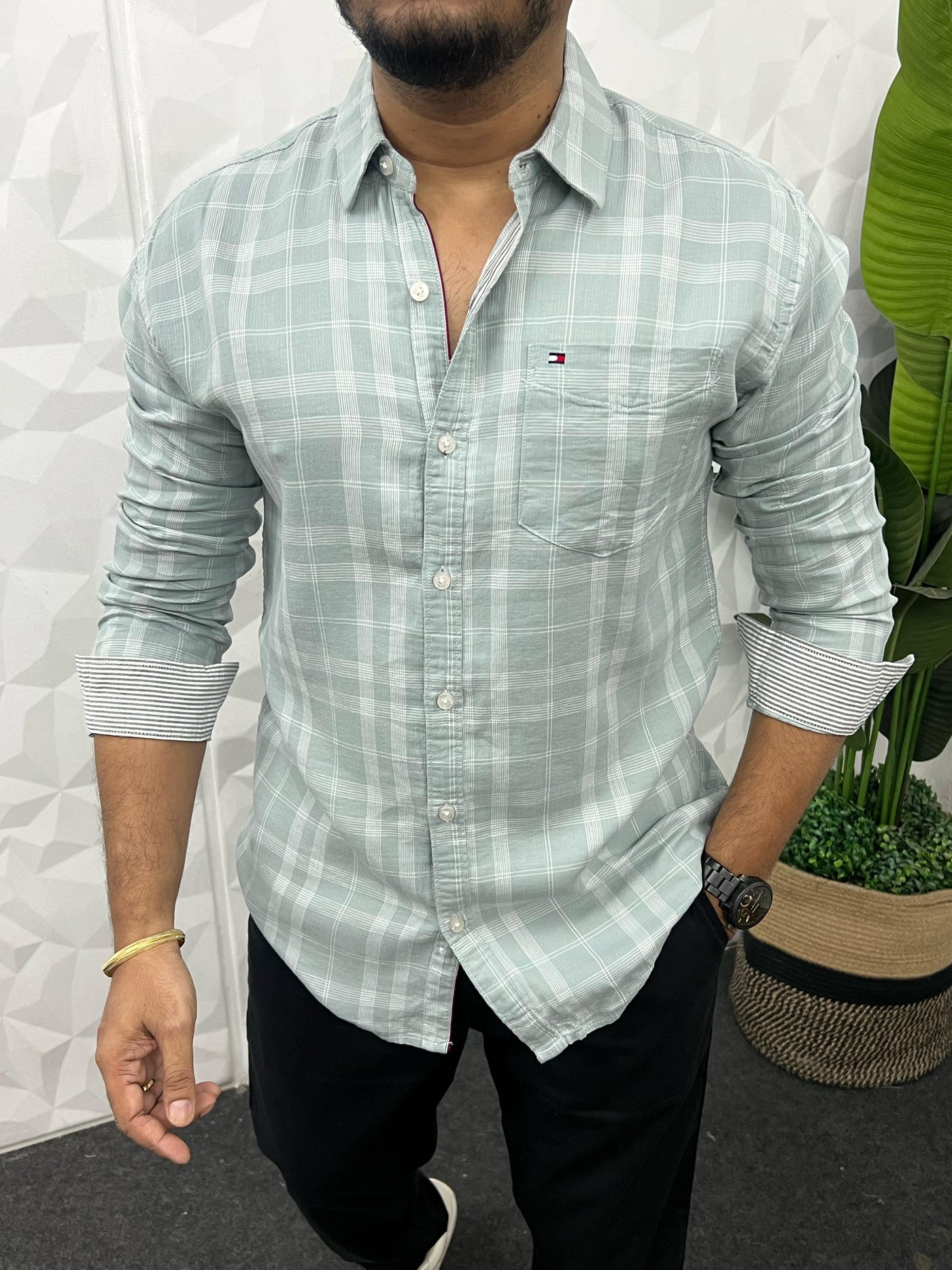 Double cloth soft cotton chex shirt
