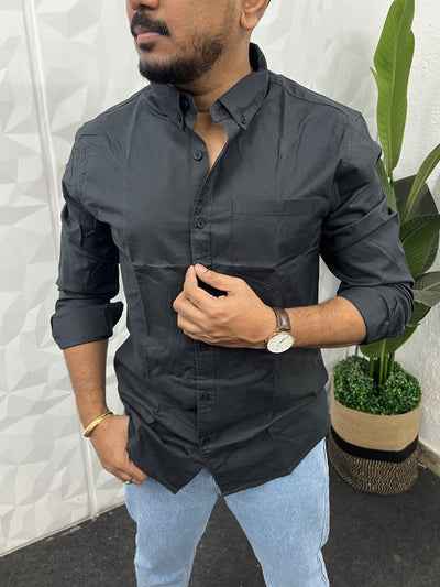 Oxford fabric plain shirt