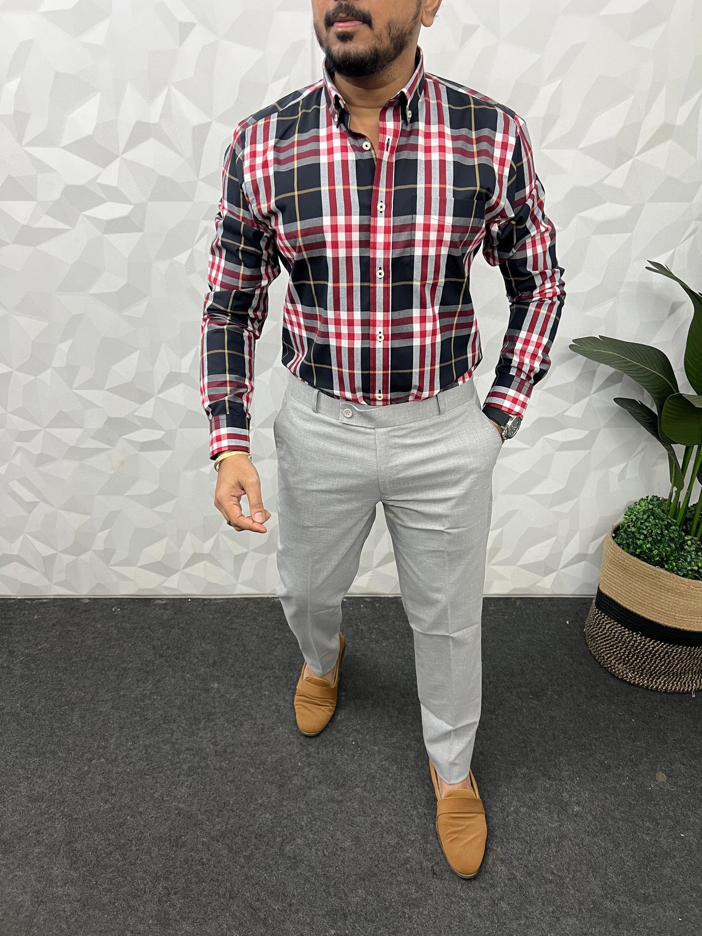 Cotton poplin burberry chex shirt