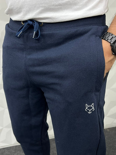 Jute fabric navy blue track pant ( Navy blue )