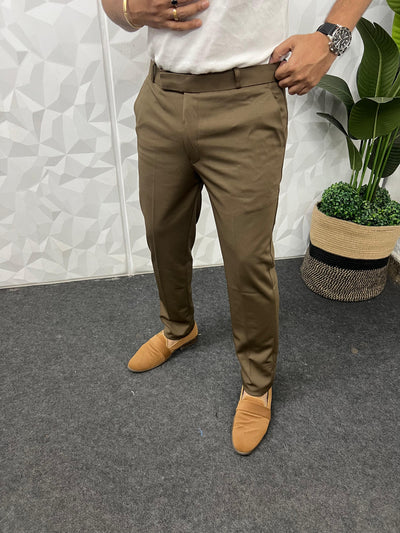 Peanut fabric ankle trouser (Dark Brown)