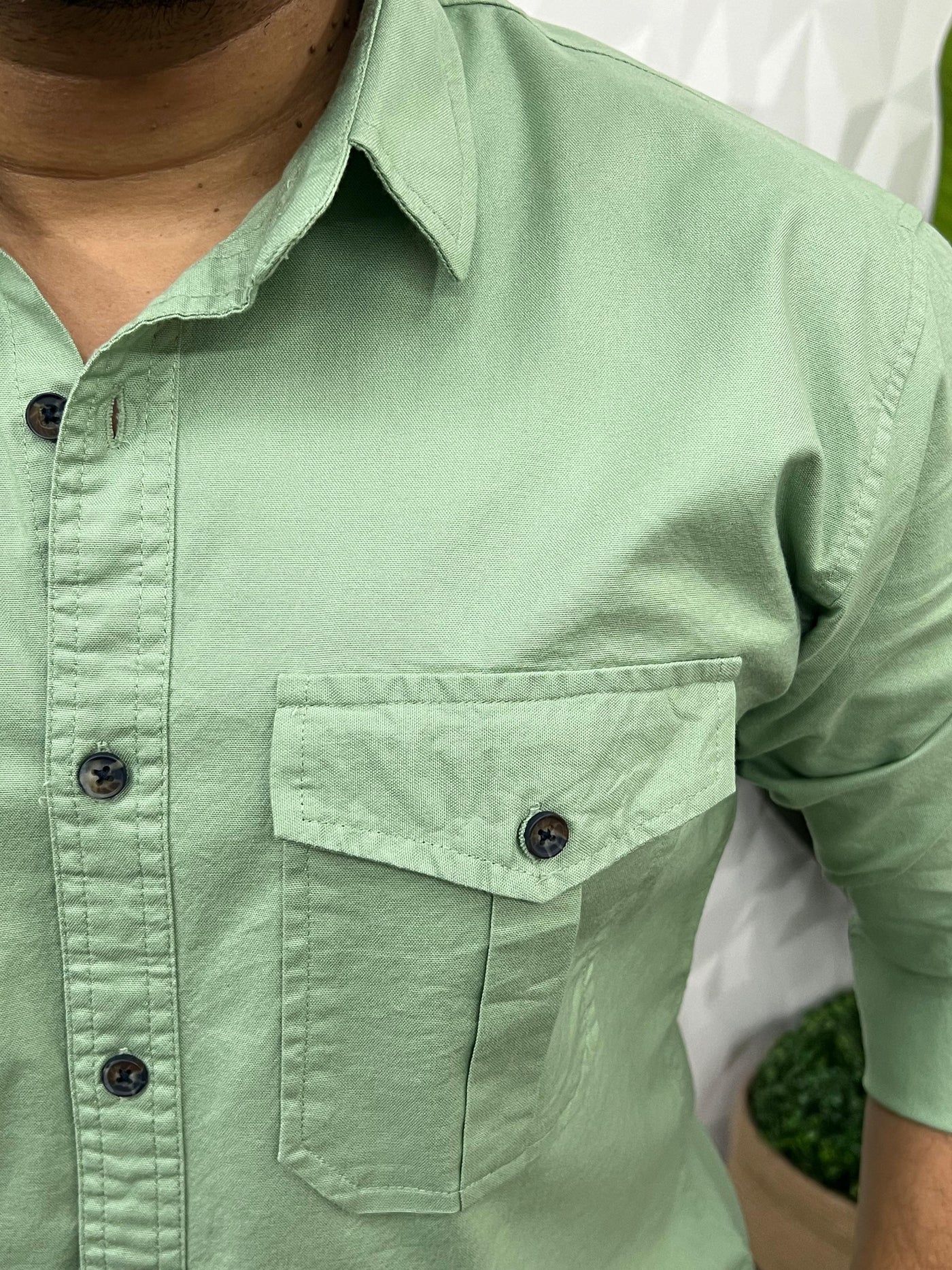 Oxford lycra cargo shirt (Mint Green)