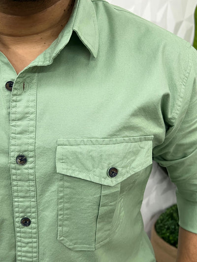 Oxford lycra cargo shirt (Mint Green)