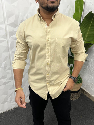 Oxford lycra solid shirt (Cream)