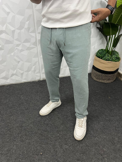 Imported fabric linen pants ( Ocean green )