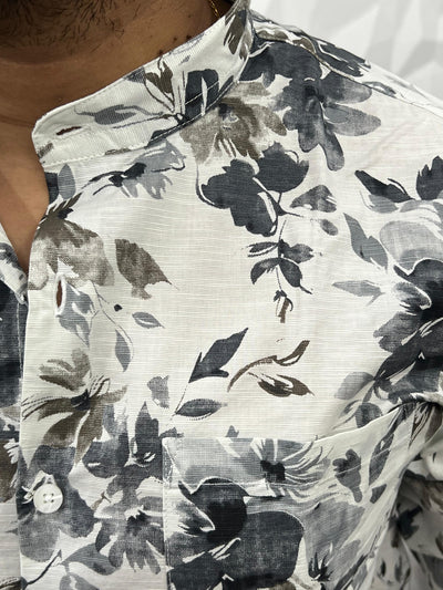 Mandarin collar printed shirt