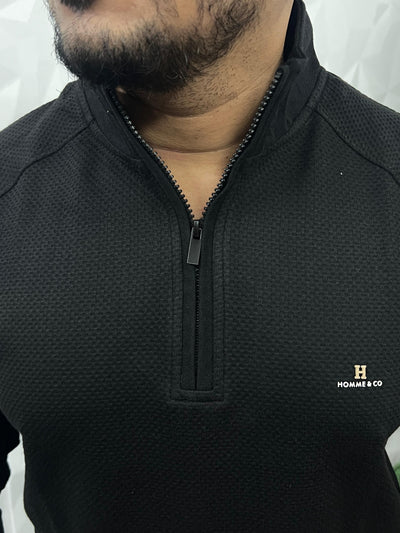 High neck popcorn fabric t-shirt