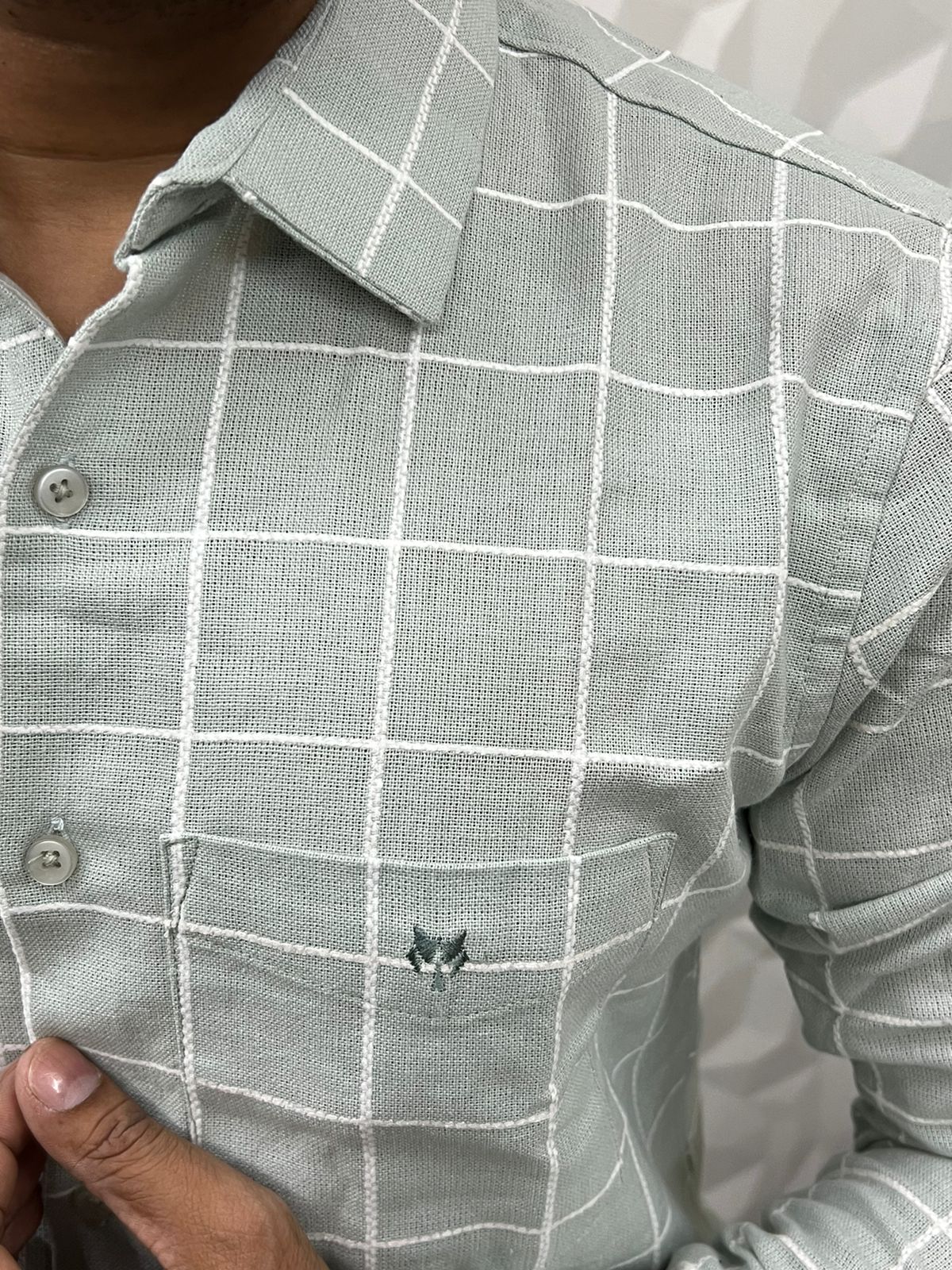 Jute fabric embroidery chex shirt