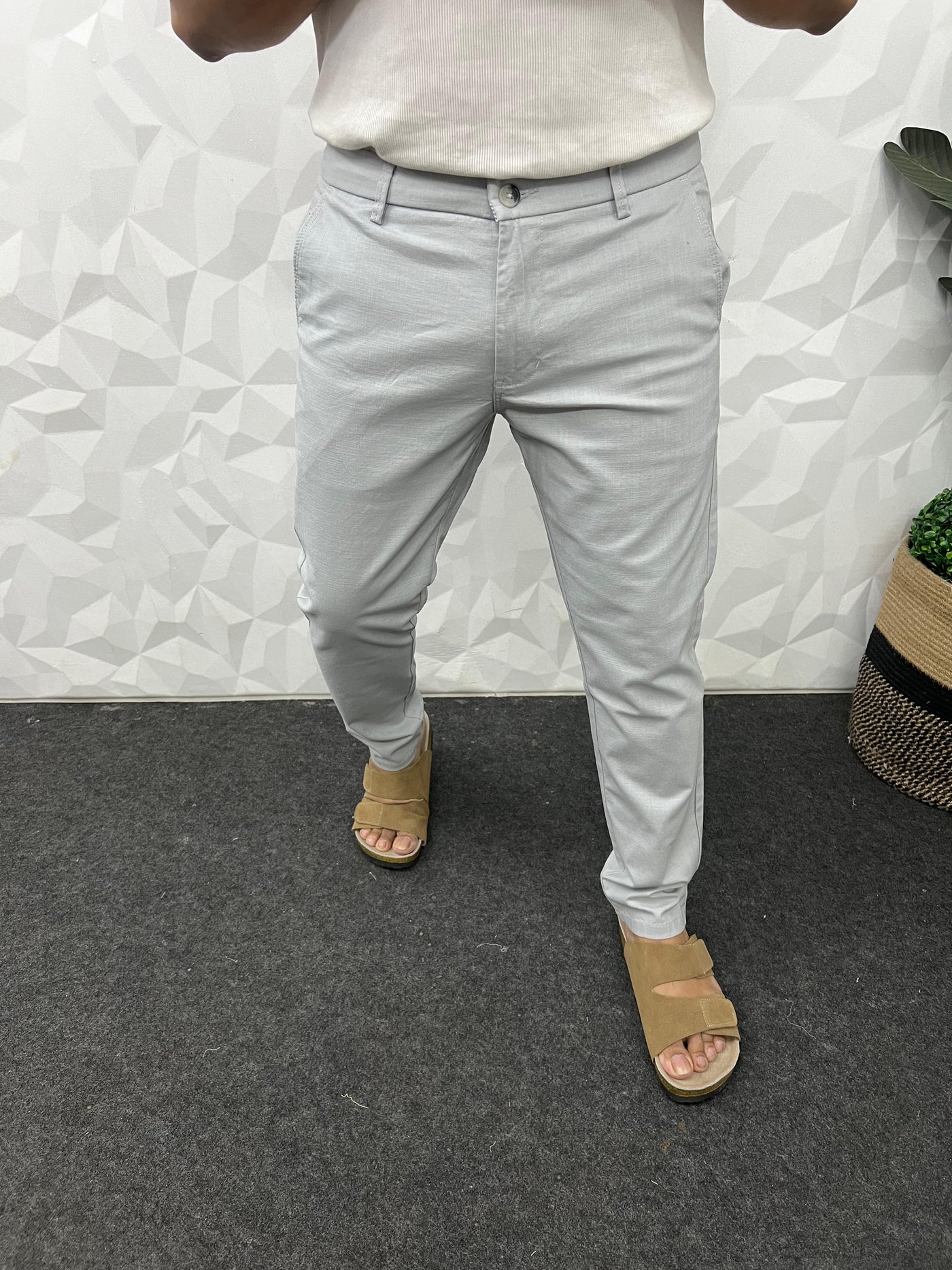 Linen fabric chinos