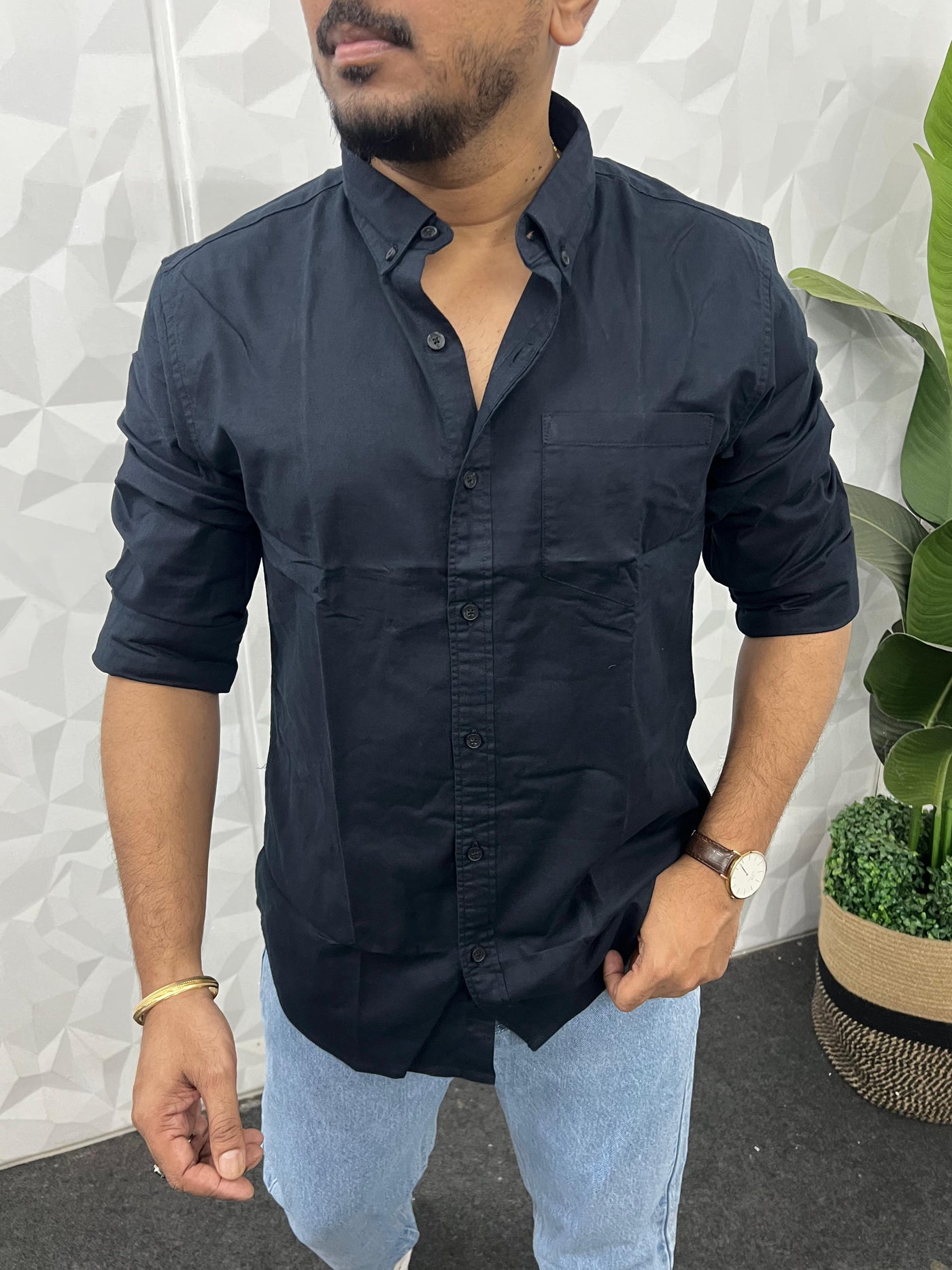 Oxford fabric plain shirt