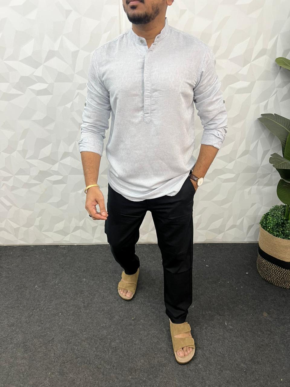 Linen texture short kurta