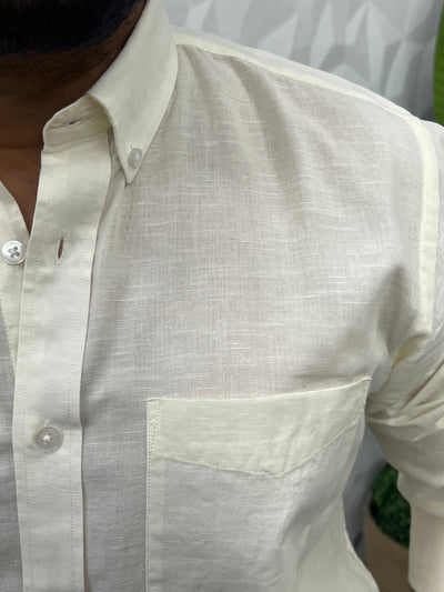 Cotton slub linen plain shirt