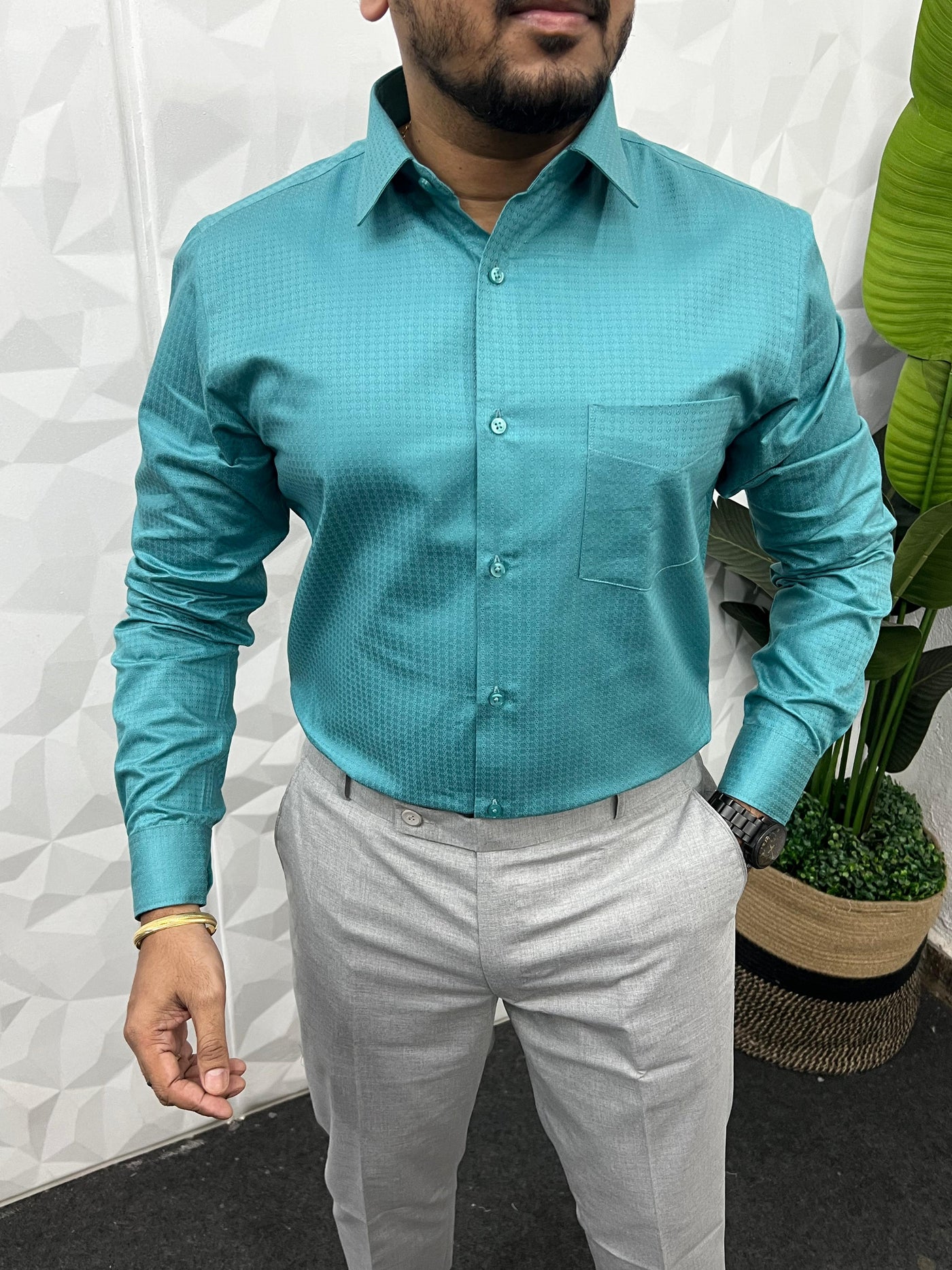Self texture party wear shirt