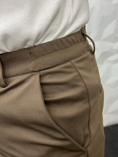 Flexi waist cotton twill brown trouser