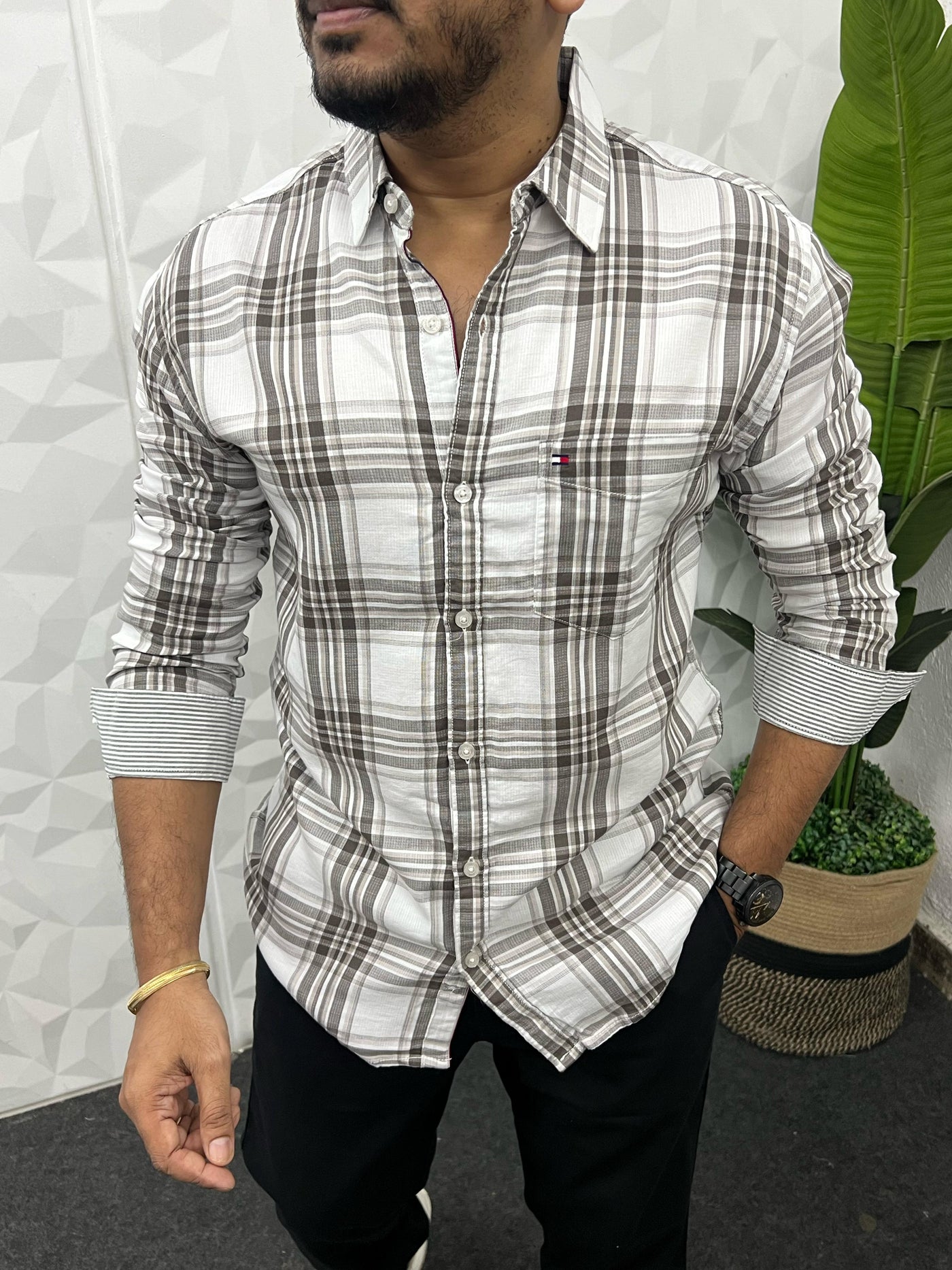 Double cloth soft cotton chex shirt