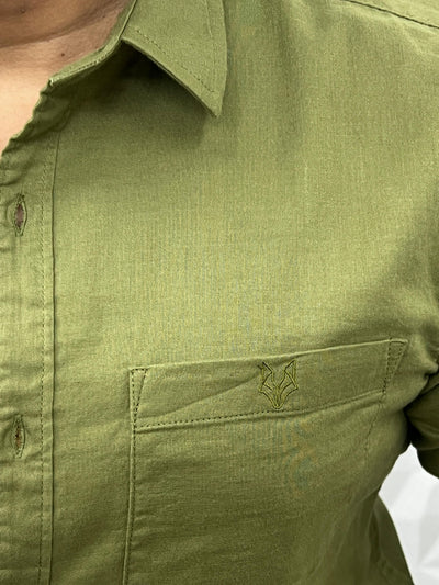 Double cloth soft linen shirt ( green )