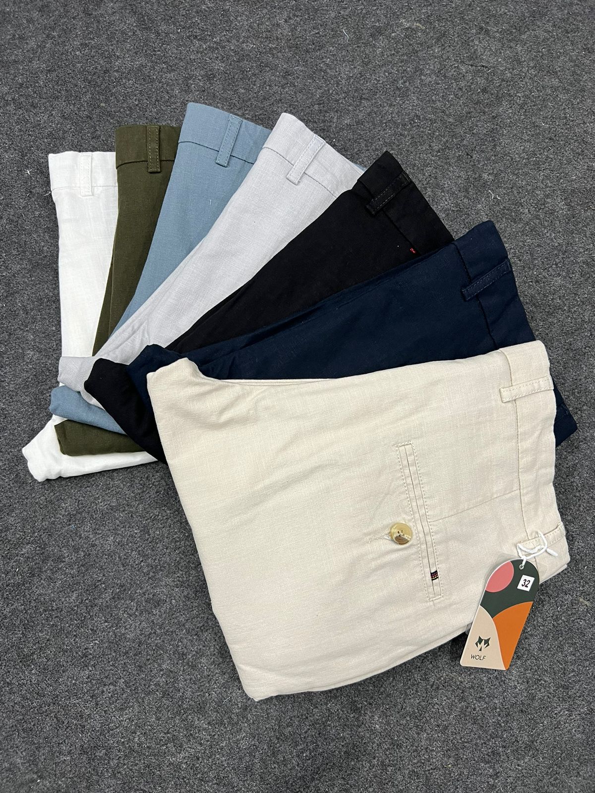 Linen fabric ankle chinos ( black )