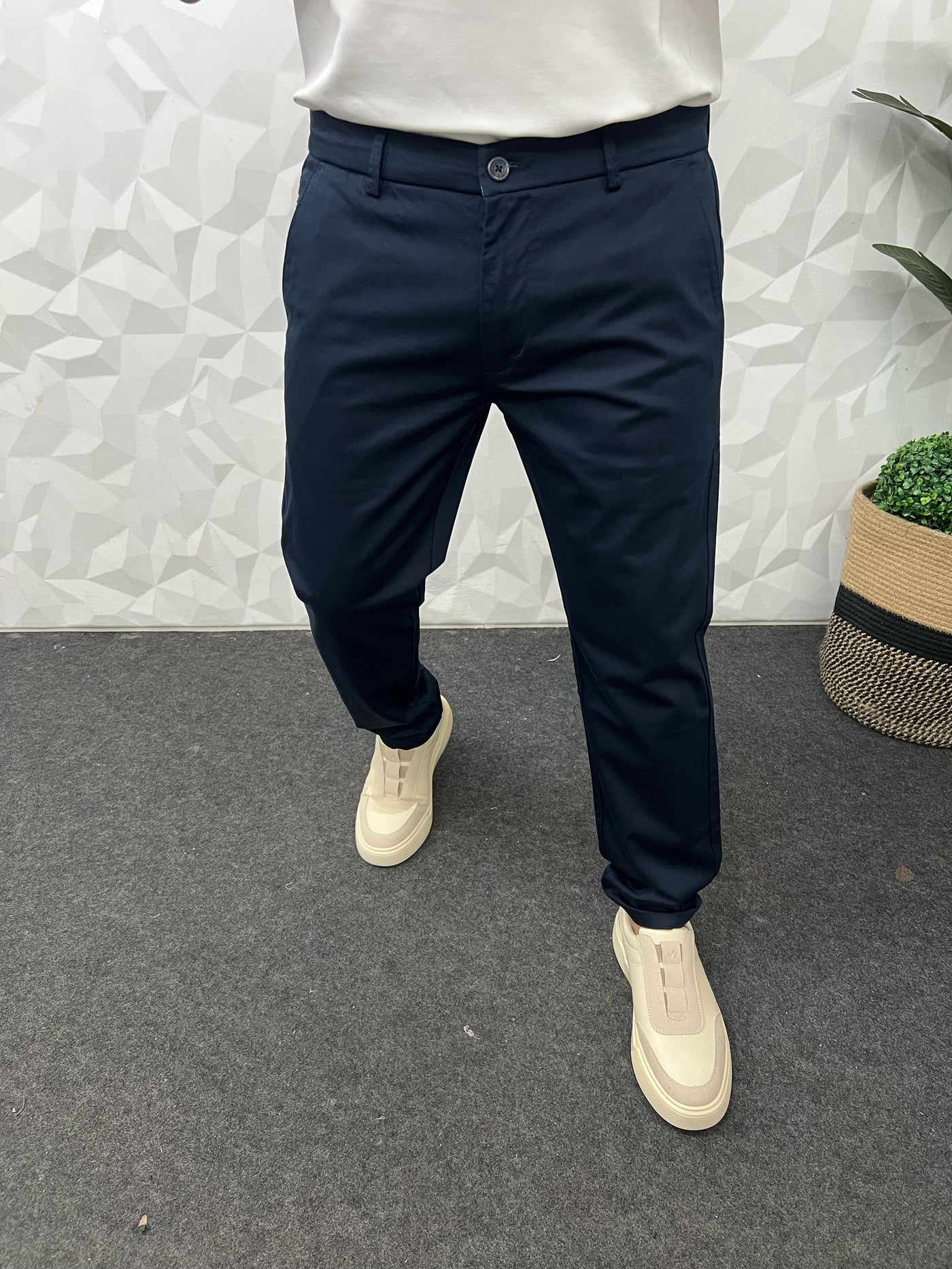 Cotton soft feel ankle chinos ( navy blue )