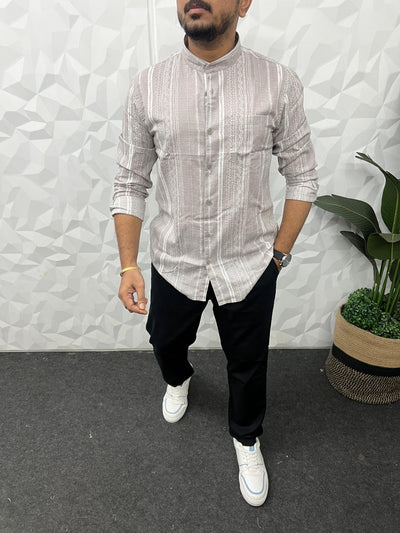 Mandarin collar printed shirt