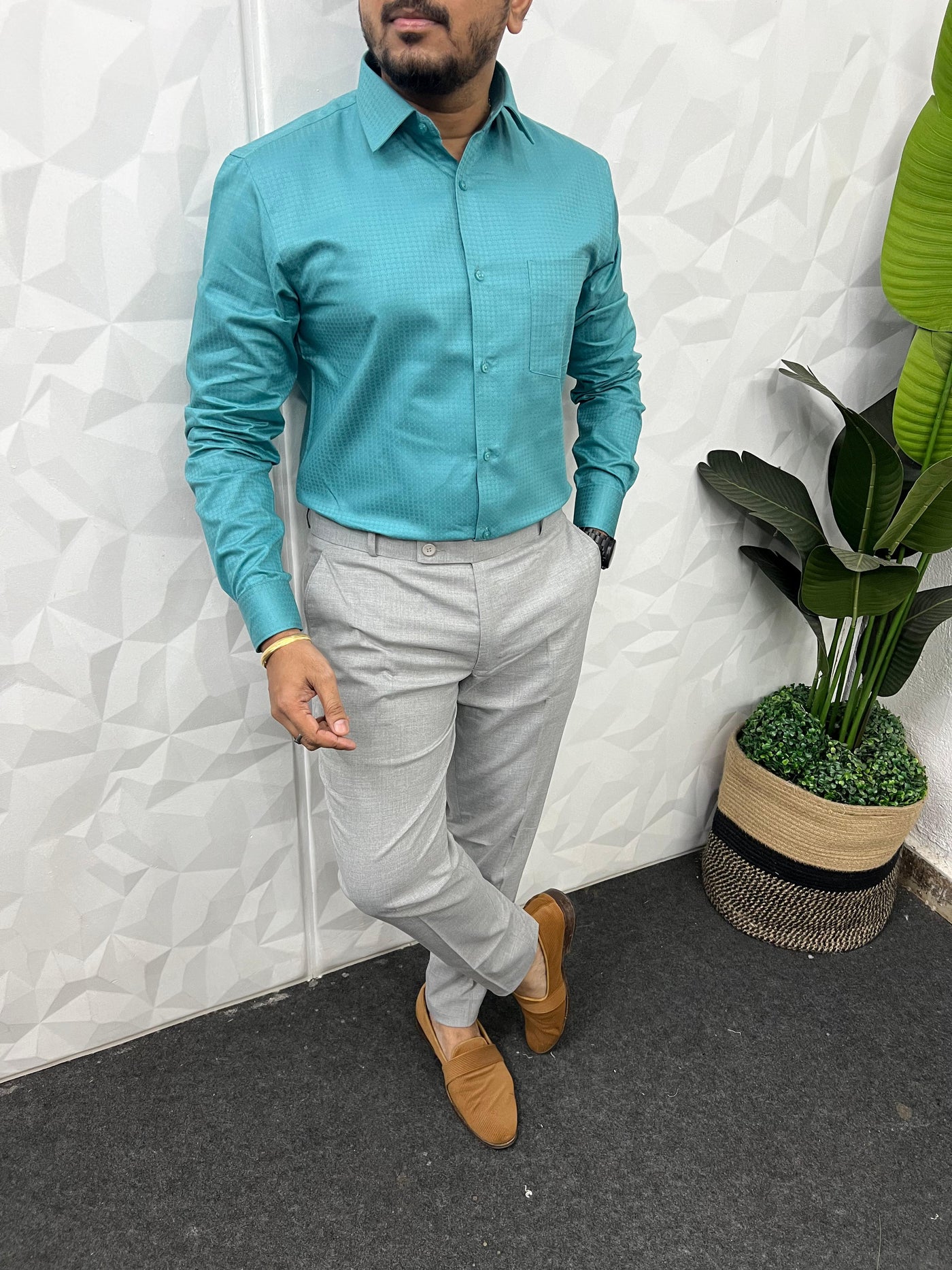 Self texture party wear shirt