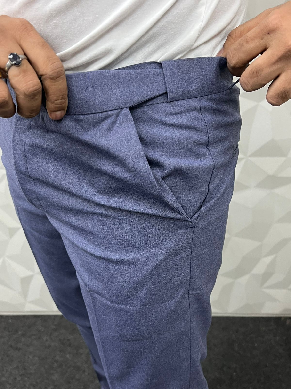 Cotton fabric waist adjustable trouser ( Powder blue )