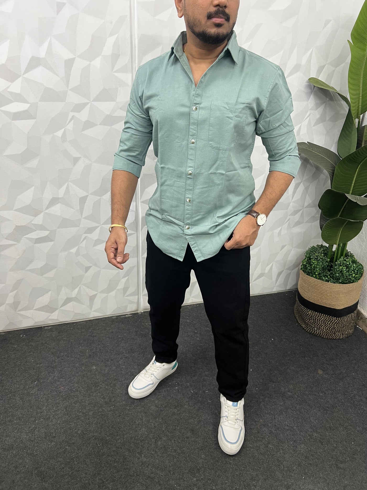 Twill fabric plain shirt