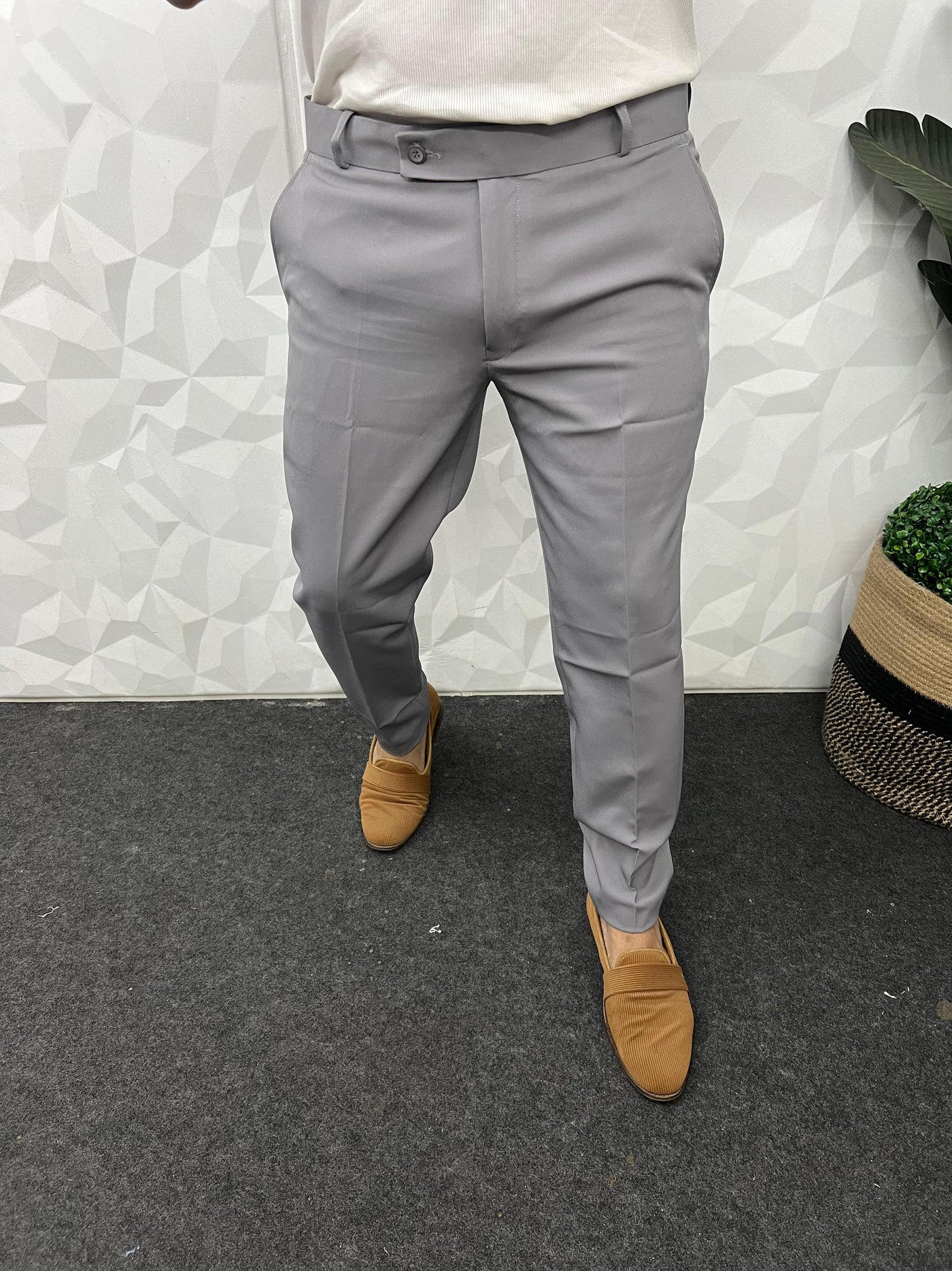 Cotton lycra fabric grey trouser