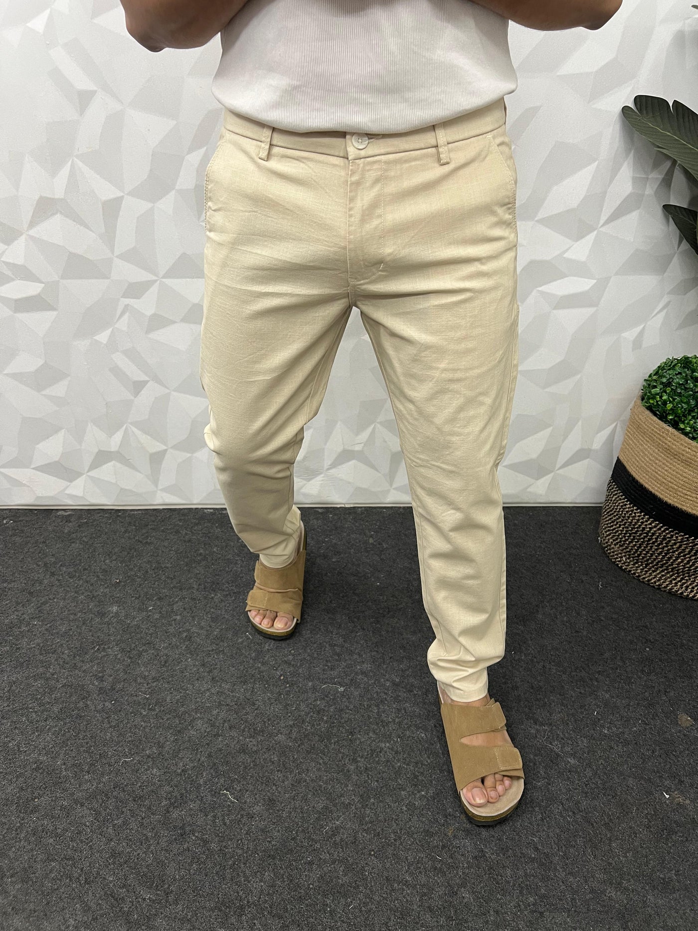 Linen fabric chinos