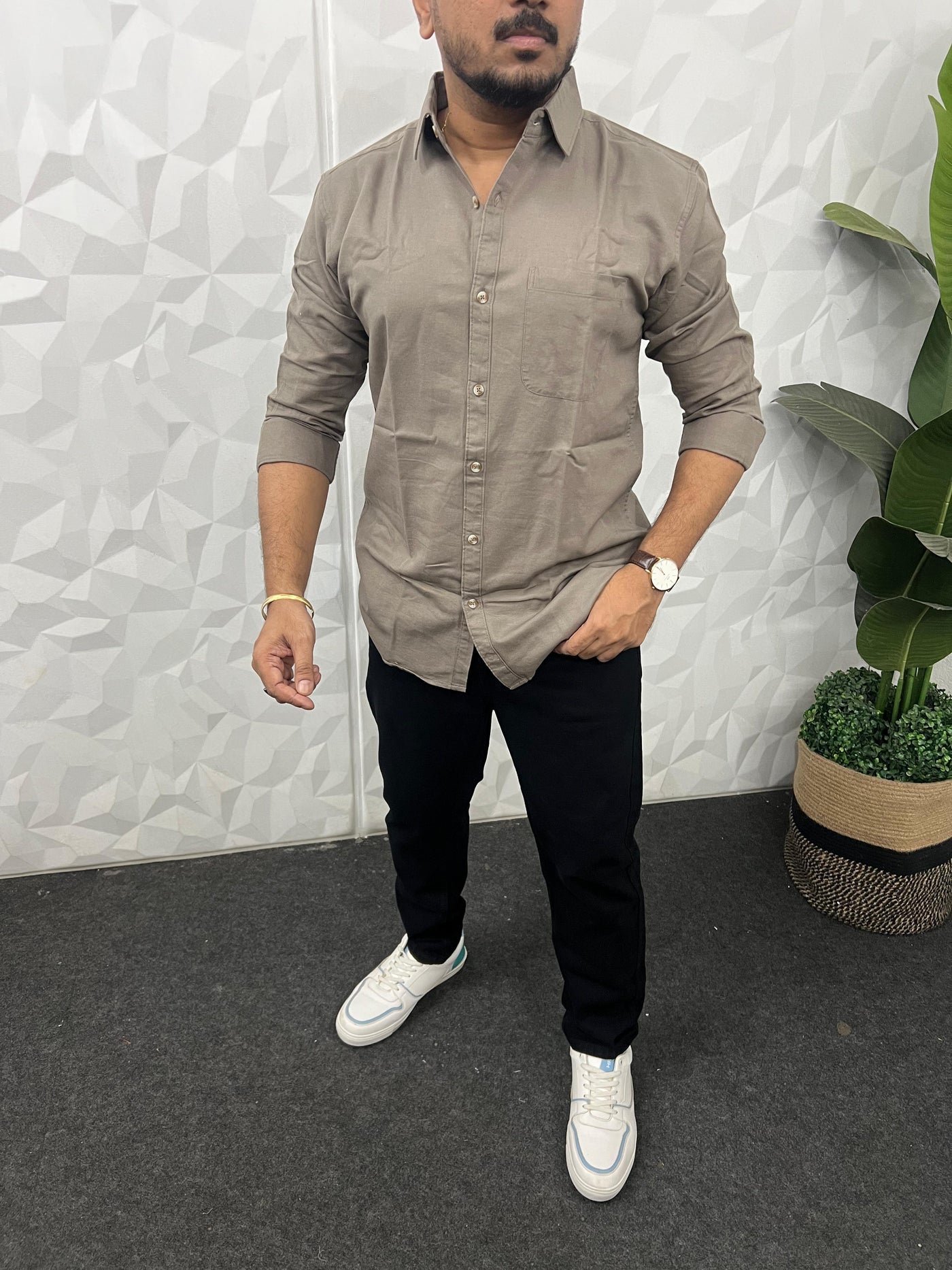 Twill fabric plain shirt