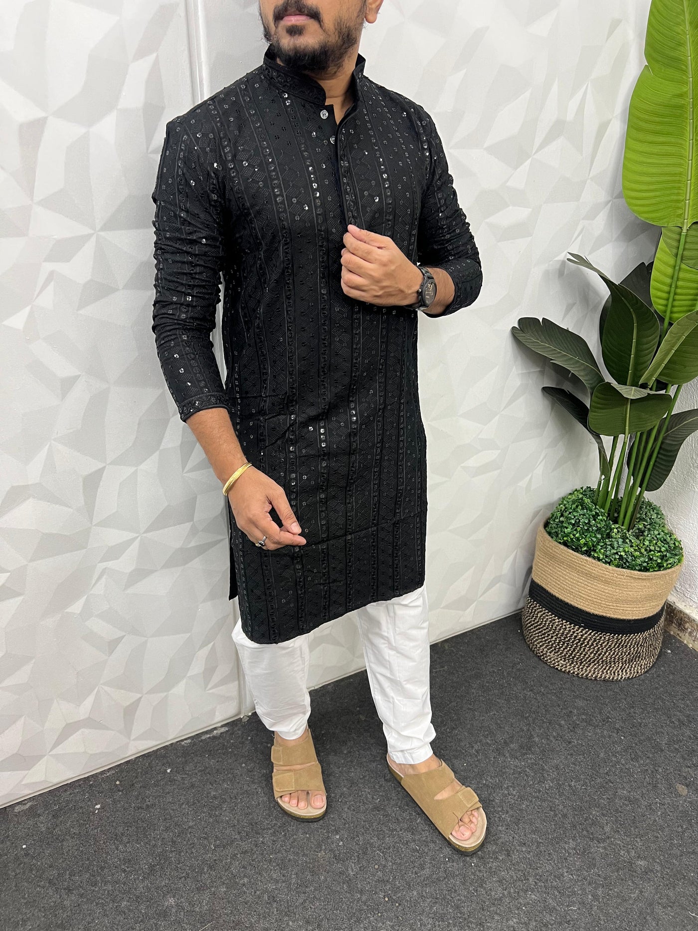 Lucknowi fabric long kurta