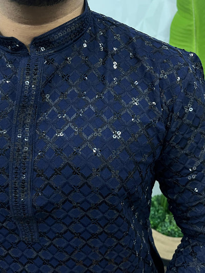 Lucknowi fabric long kurta