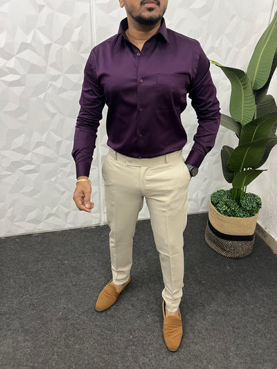Cotton lycra plain shirt (Lavender)