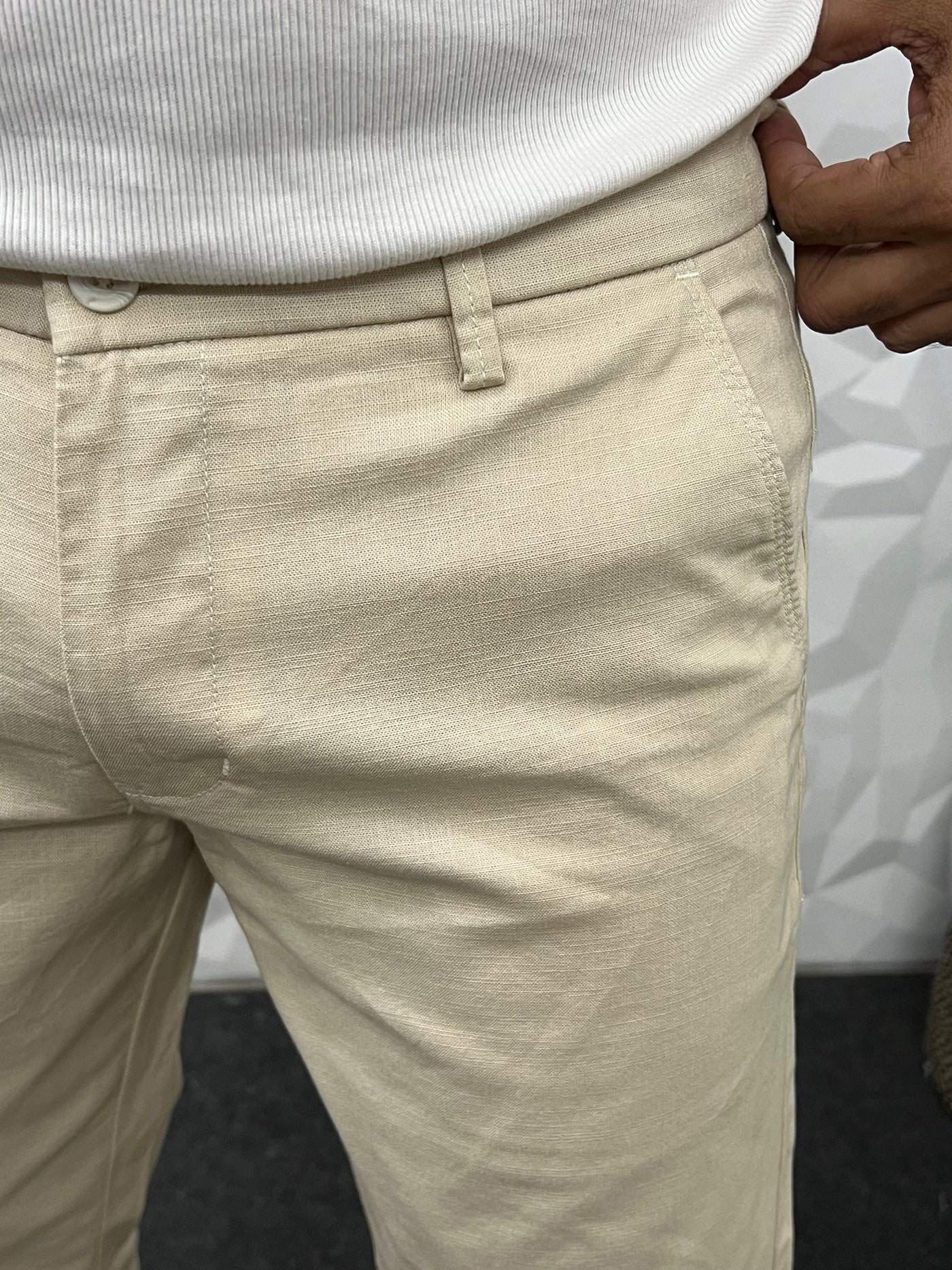 Linen fabric chinos