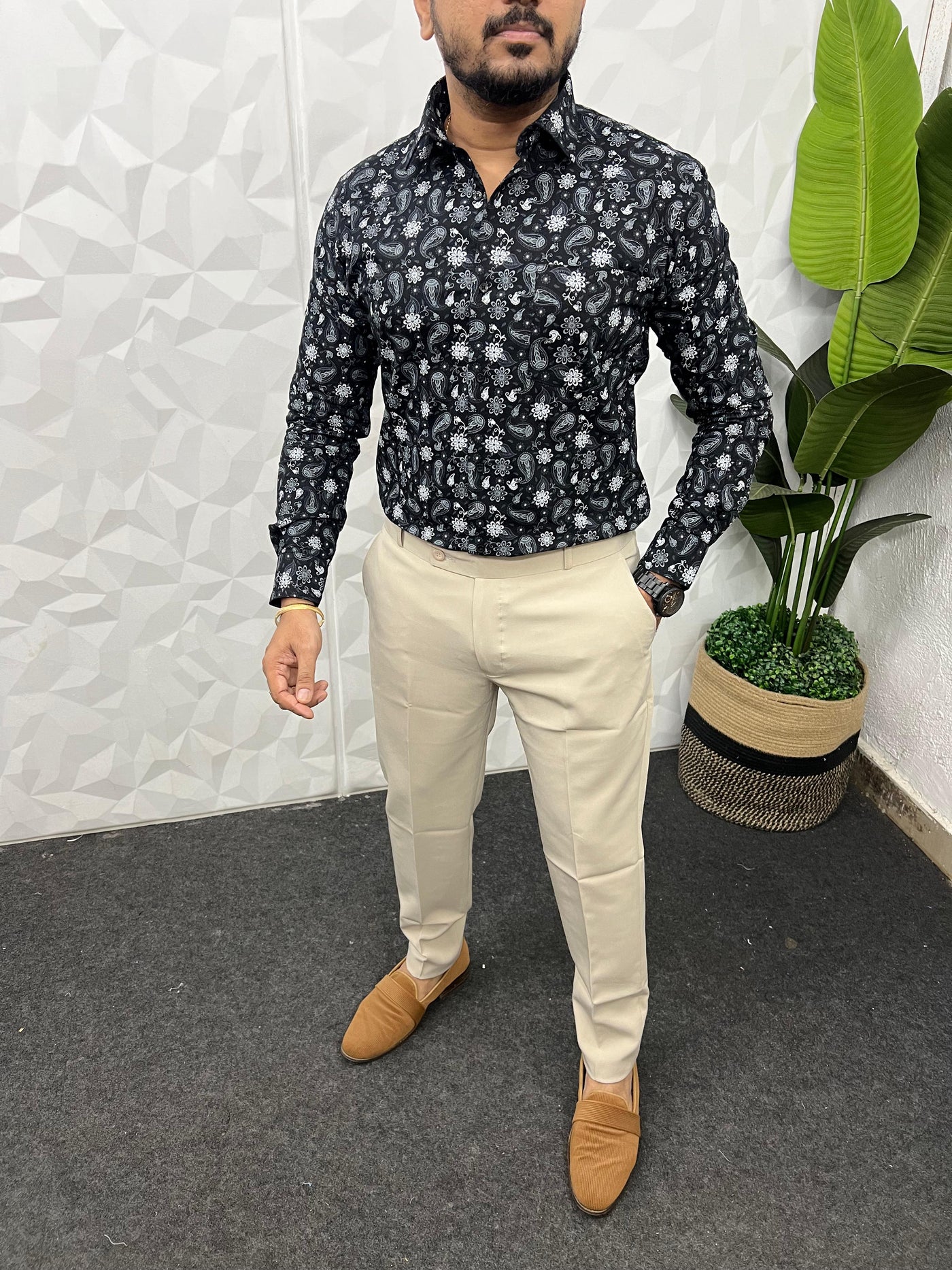 Cotton fabric formal print shirt