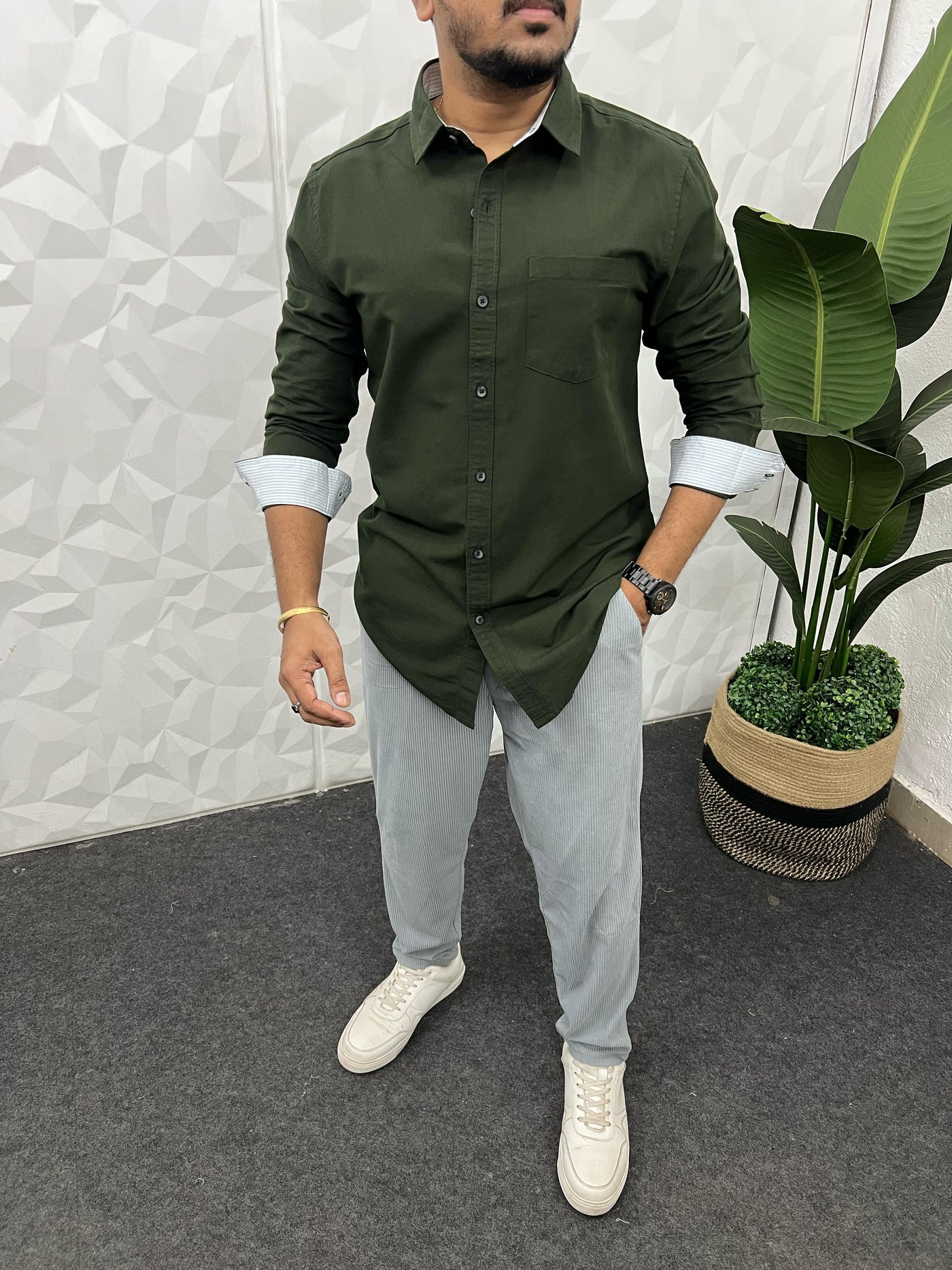 Cotton blend linen shirt