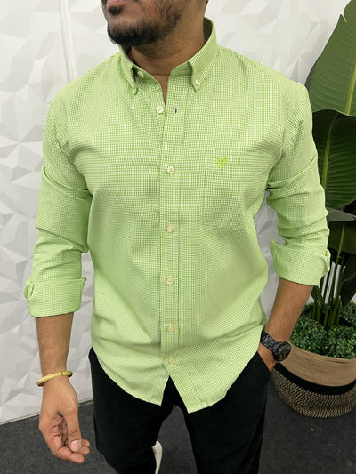 Oxford fabric formal small chex shirt