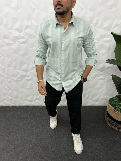 Cotton dobby giza stripes shirt
