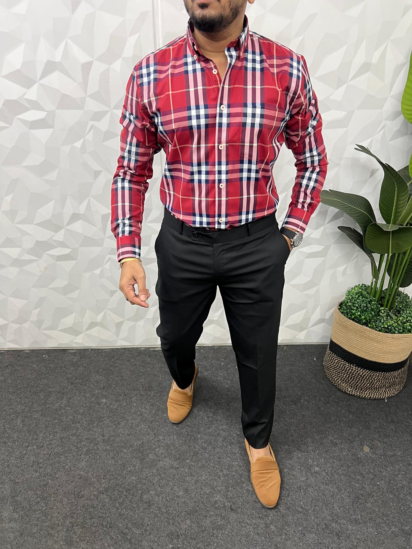 Cotton poplin burberry chex shirt